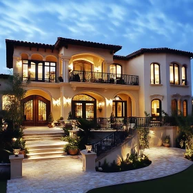 Elegant Mediterranean Villa at Dusk