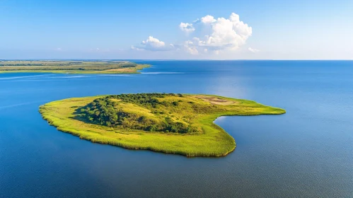 Aerial Photograph of an Island in Blue Waters