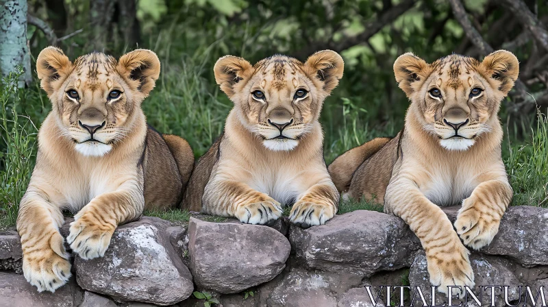 AI ART Three Lion Cubs