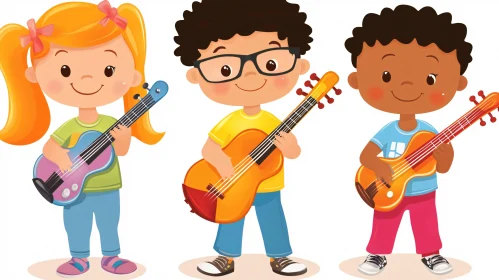 Musical Children Cartoon Illustration