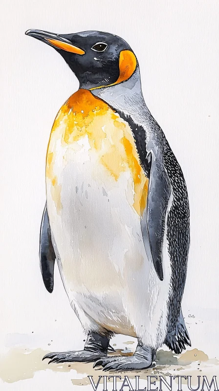 Penguin Art in Watercolor AI Image