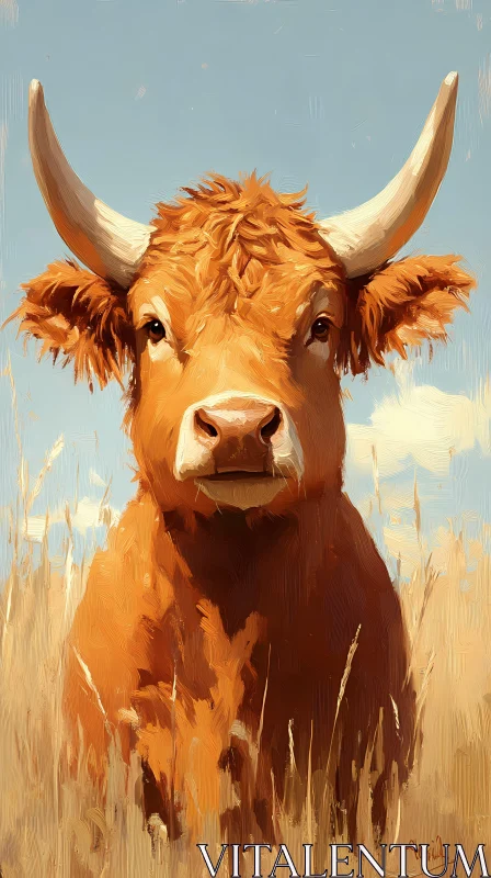 Artistic Portrait of a Highland Cow AI Image