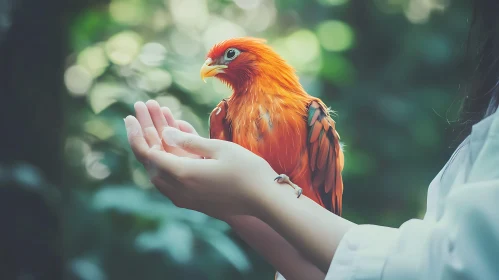 Orange Plumage Bird Portrait