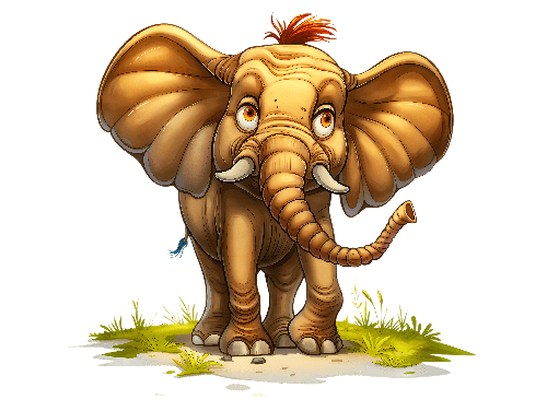 Cartoon Elephant with Red Tuft for T-Shirt Printing