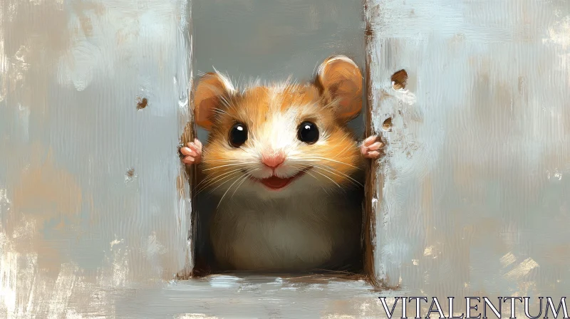 Curious Hamster Peeking Art AI Image