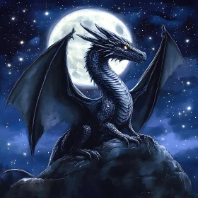 Fantasy Dragon Under the Moon