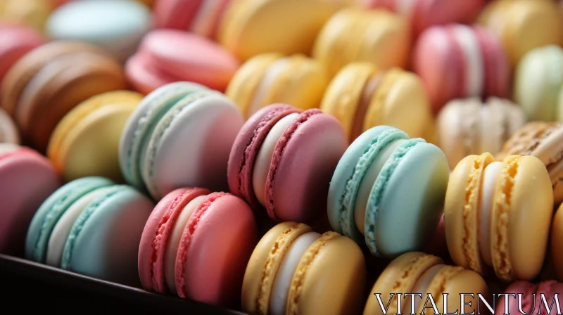 Delicious Array of Colorful Macarons: A Sweet Feast for the Eyes AI Image