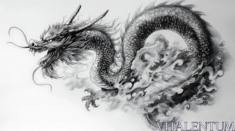 AI ART Monochrome Dragon Art: A Mythical Creature