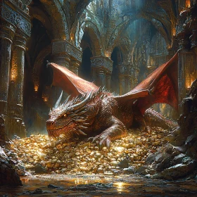 Ancient Dragon Guarding Treasure