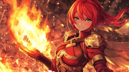 Anime Fire Wielder with Red Hair