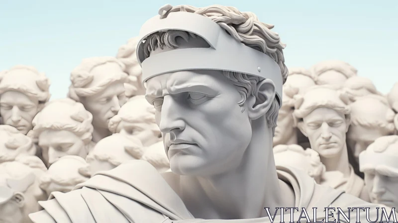 Neoclassical Sculpture of a Man with Eyes on Him | Detailed Crowds | 2D Animation AI Image