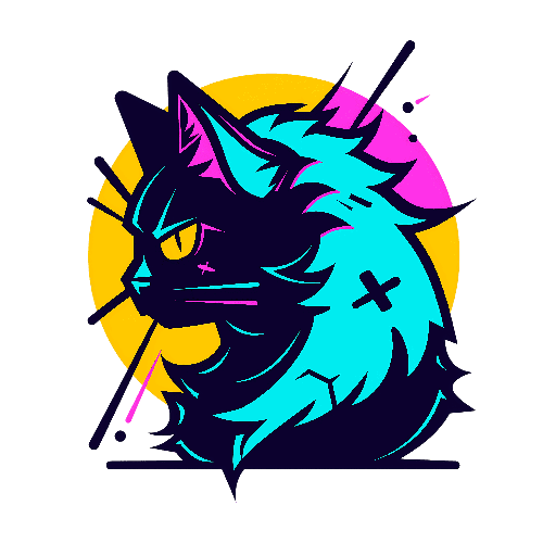 POD Design Retro 80s Style Cartoon Cat Vector Illustration