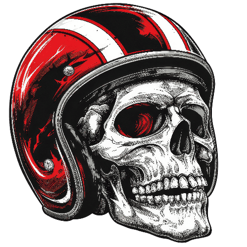 Skull with Motorcycle Helmet Graphic for T-Shirt Design