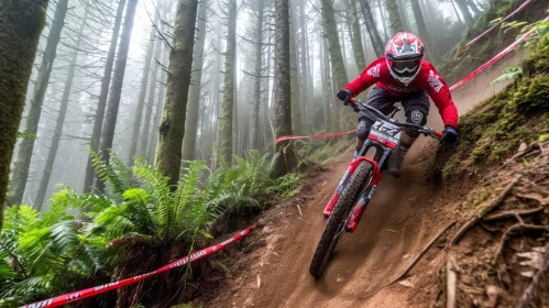 Thrilling Mountain Biker in Mystical Fog - A Captivating Journey