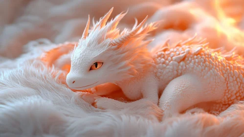 Dreamy White Dragon on Clouds