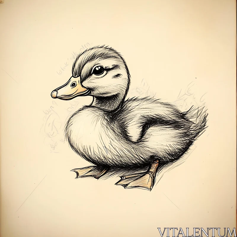 Duckling Art: A Delicate Bird Portrait AI Image