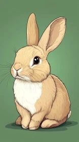 Adorable Hare Artwork with Green Background