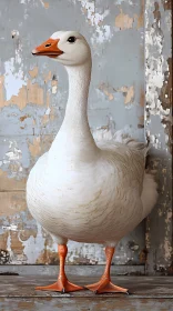 White Goose in Rustic Setting