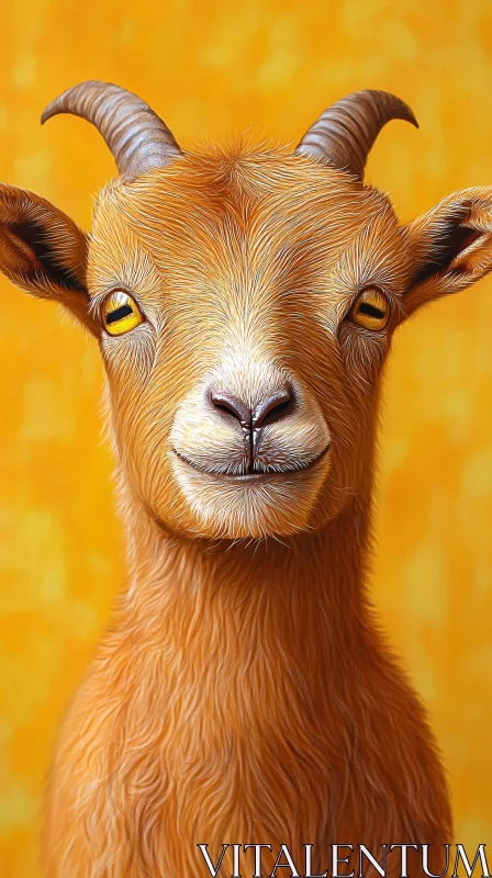 Artistic Goat Painting on Yellow AI Image