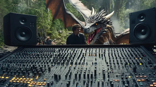 Sound Engineer with Dragon in Studio