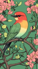 Vibrant Bird in Spring Blooms