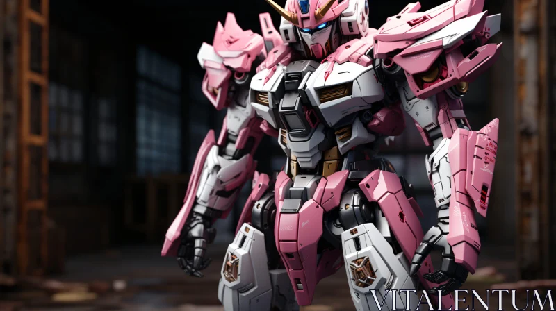 AI ART Robotic Armor in Pink and White