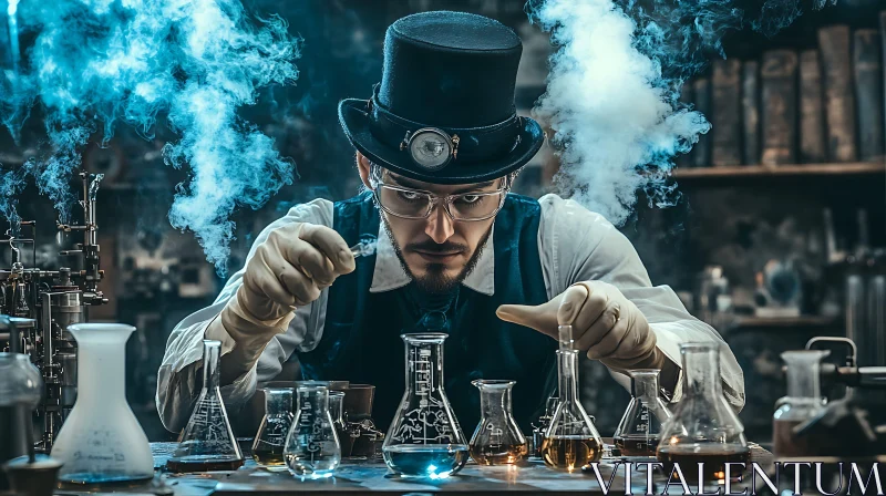 AI ART Mad Scientist in Steampunk Lab