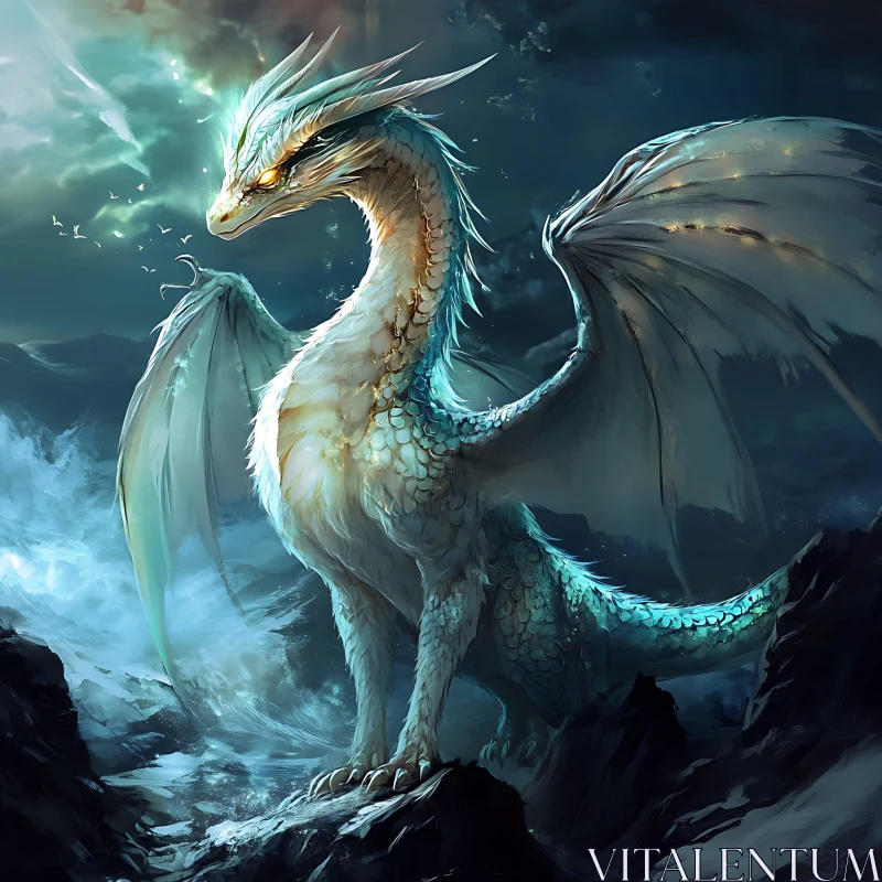 AI ART Dragon on the Rocks