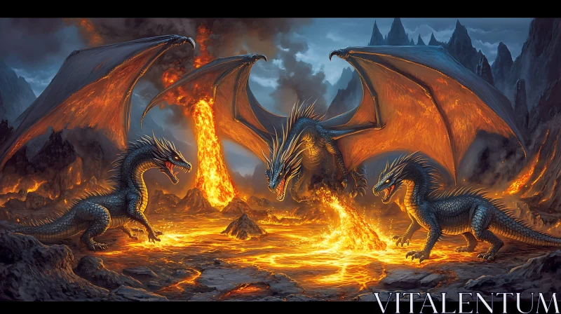 AI ART Dragon's Inferno: A Fantasy Scene