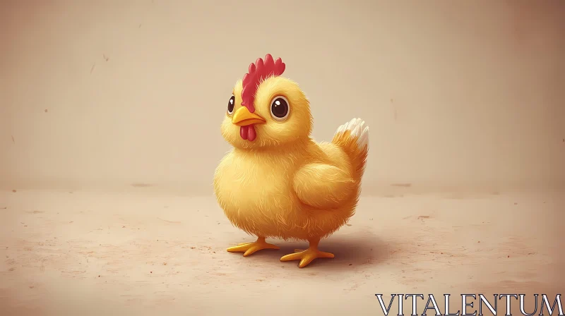 Charming Yellow Chick Illustration AI Image