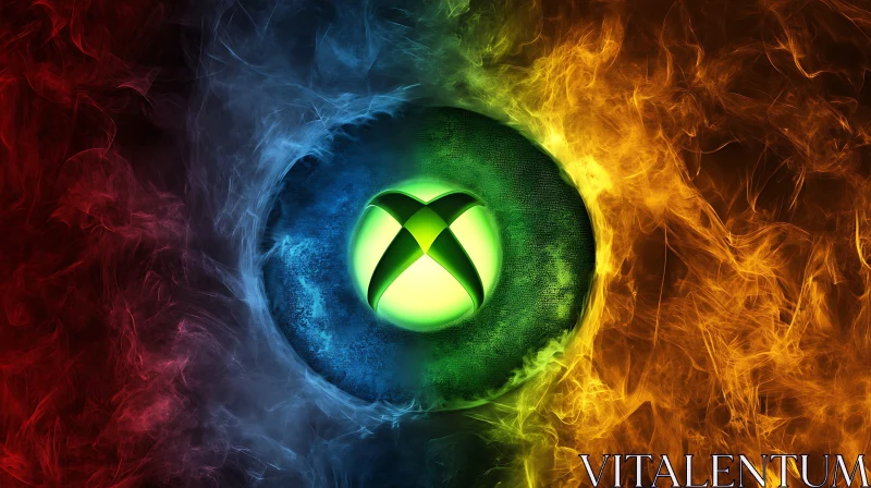 Xbox Symbol in Swirling Smoke Art AI Image