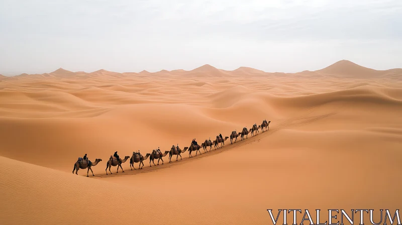 AI ART Camels in Desert Sand Dunes