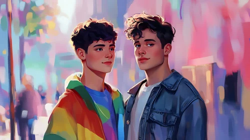 Portrait of Two Young Men in Love