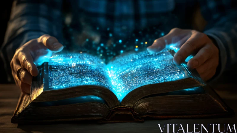 Mystical Book with Glowing Light AI Image