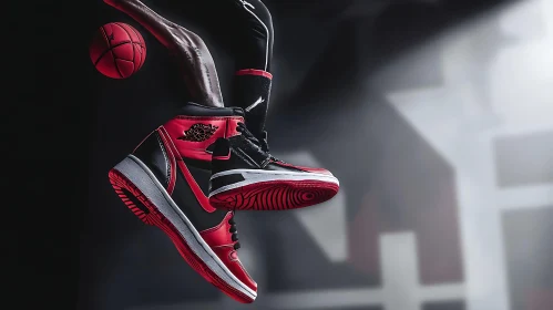 Red and Black Basketball Shoes