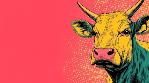 Colorful Graphic Cow Art