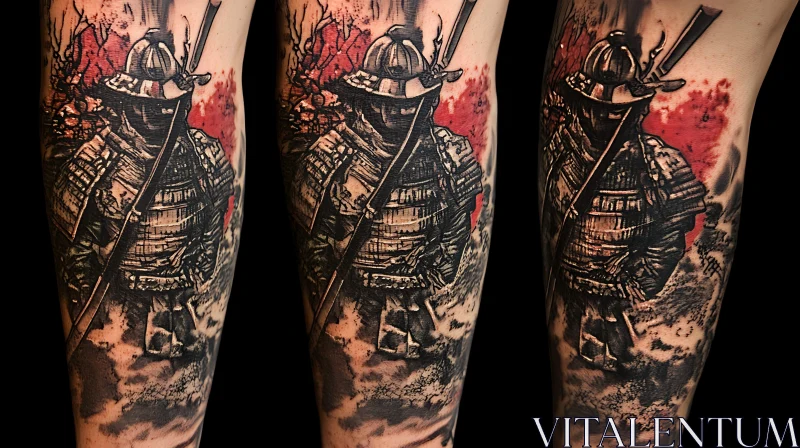 Armored Samurai Tattoo Art AI Image