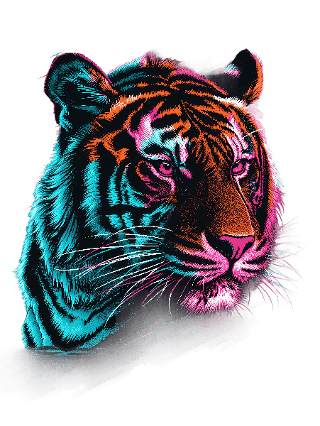 Colorful Neon Tiger Artwork POD Design