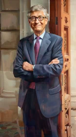 Portrait of Bill Gates in a Business Suit