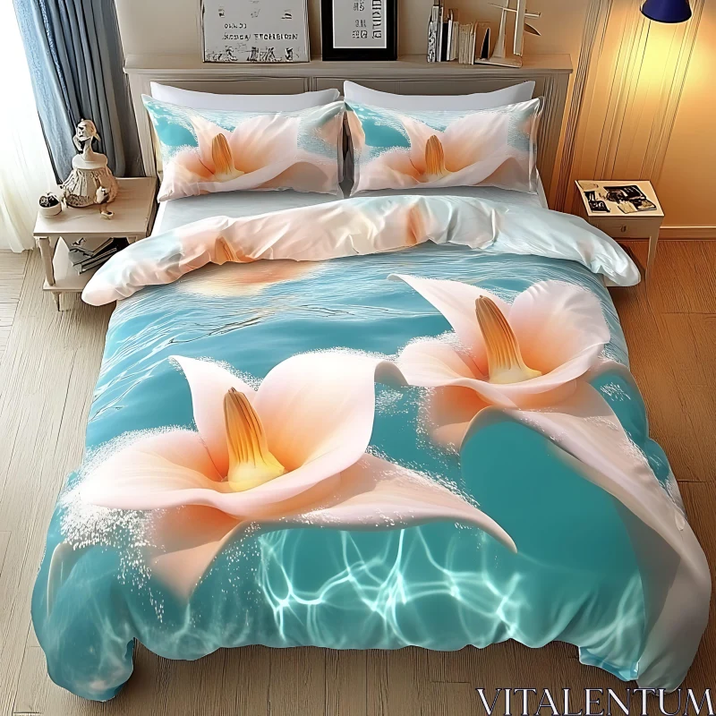 AI ART Lily Bedding Set in Bedroom