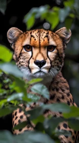 Wild Cheetah Among Leaves