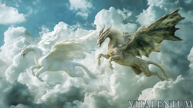 Ethereal Dragons Flight Over the Sky AI Image