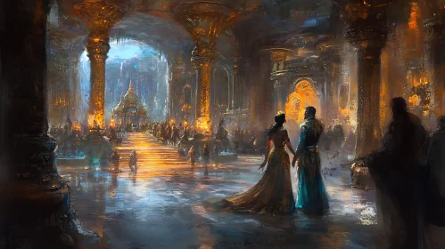 Ornate Ballroom Gala with Couple