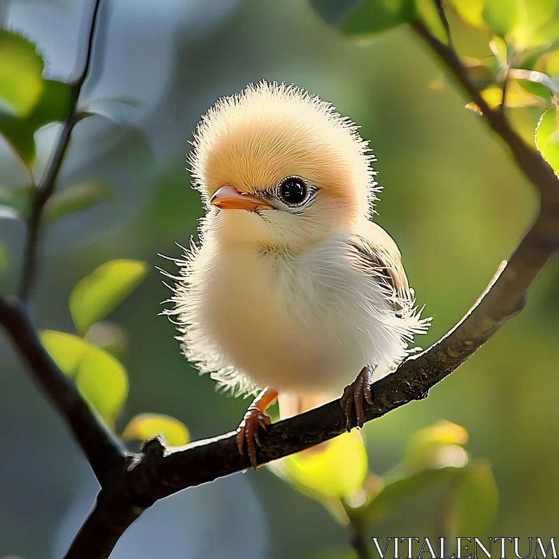 Tiny Bird Perched on Tree AI Image