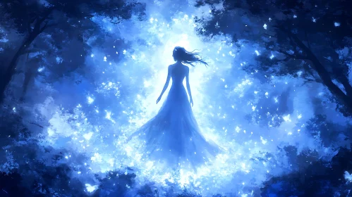 Mystical Silhouette in Blue Light