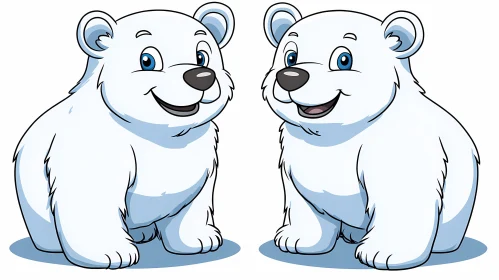 Cute Cartoon Polar Bears Drawing