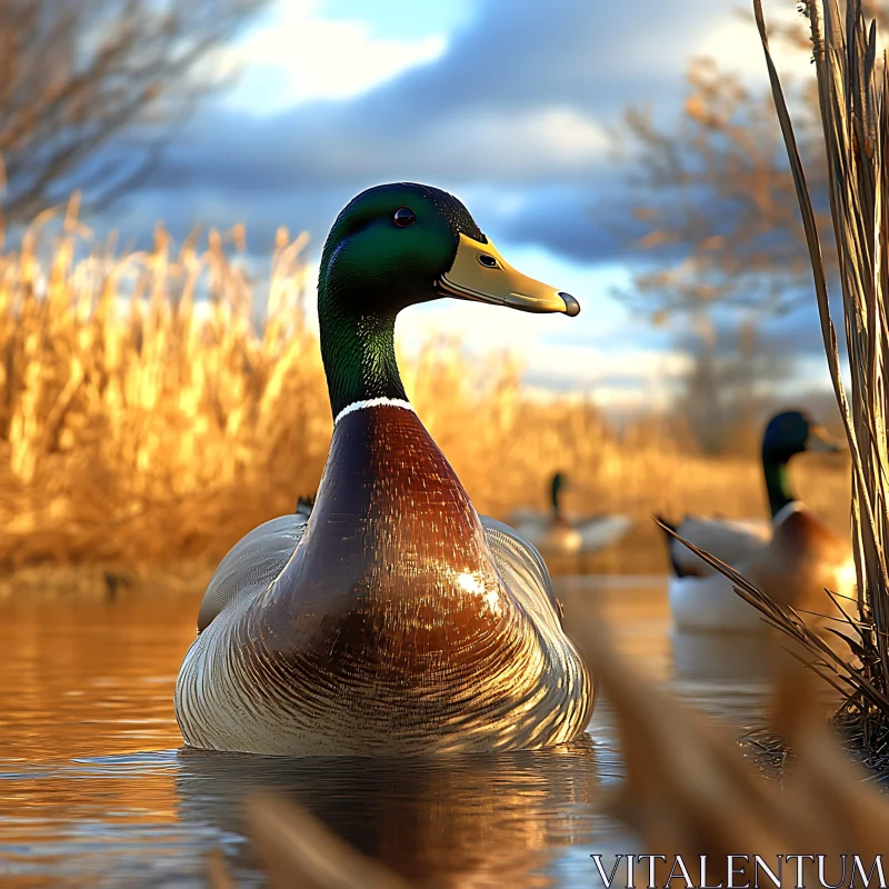 Serene Duck on Water AI Image