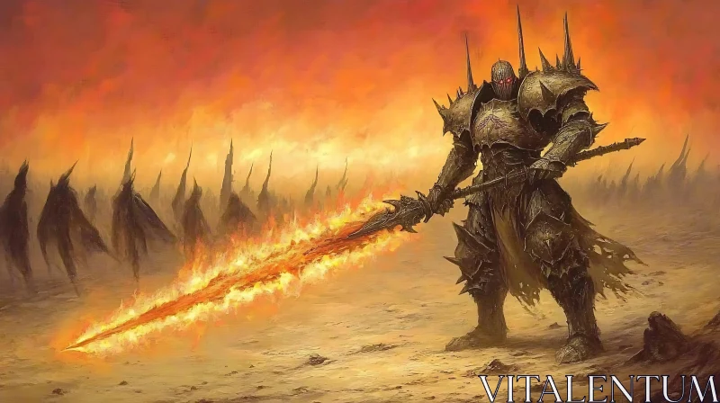 AI ART Flaming Sword Warrior