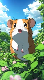 Joyful Hamster in Nature