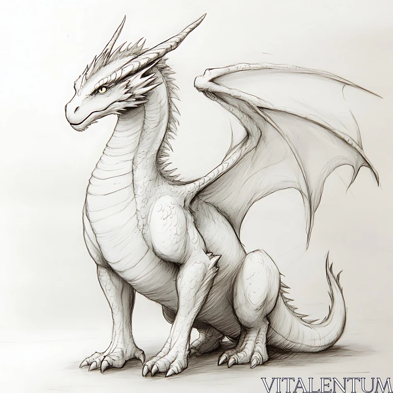 AI ART Elegant Dragon in Monochrome Drawing